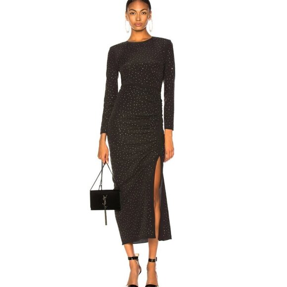 Veronica Beard Dresses & Skirts - Veronica Beard Amara Ruched Silk Long-Sleeve Embellished Dress Black Size 2